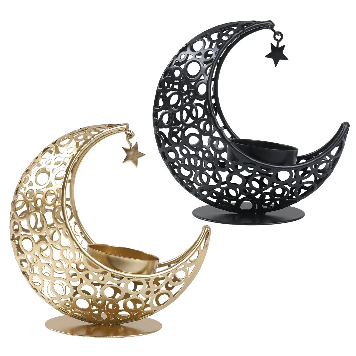 Ramadan Decoration Moon Candlestick EID Mubarak Decor For Home Candle Hold Ramadan Kareem Islamic Muslim Party Eid Al-Fitr Gifts