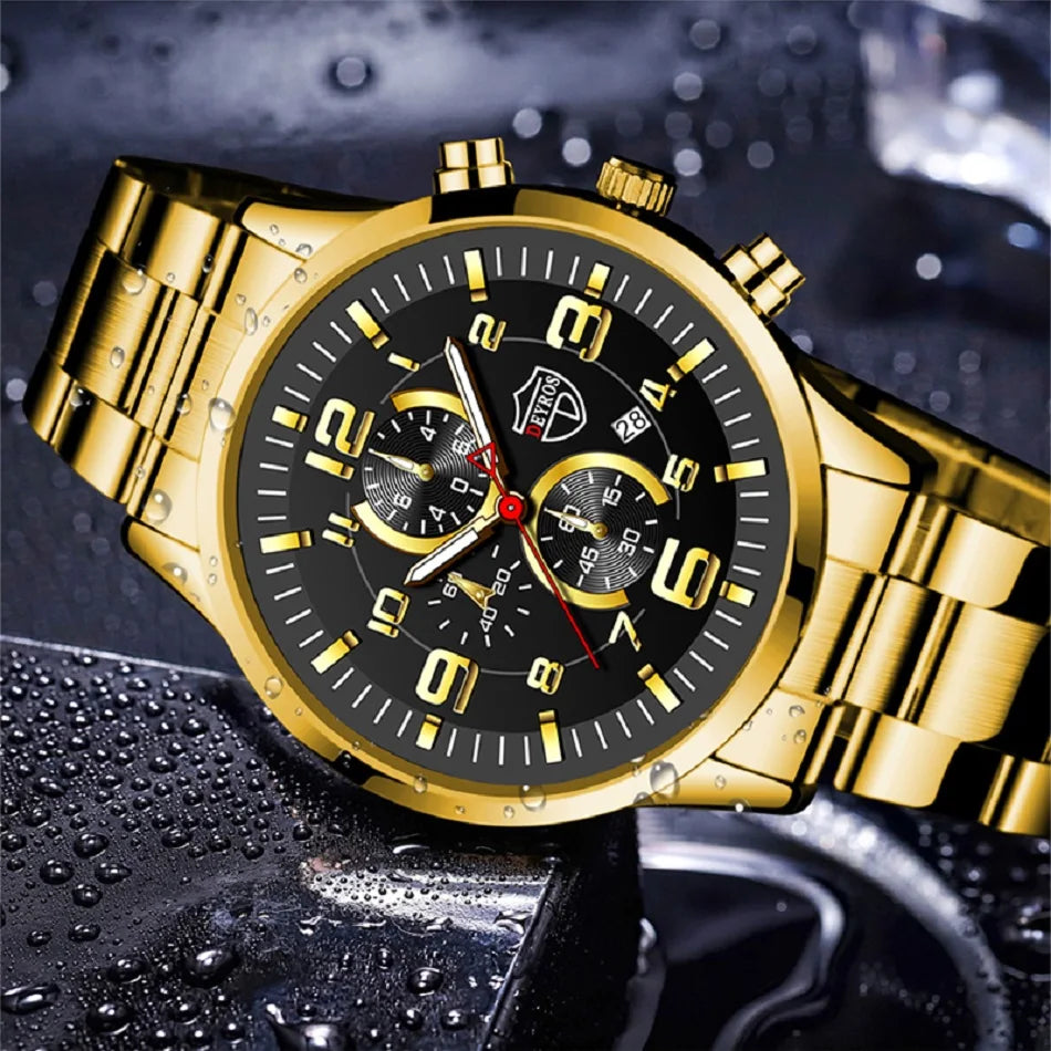 Brand Men's Watches Luxury Stainless Steel Quartz Watch Man Leather Calendar Sports Wristwatch Luminous Clock reloj hombre