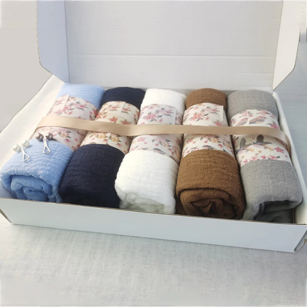 5PCS /Set Cotton Muslim Hijabs for Women Scarf Plain Shawls Femme Musulman Soft Viscose Rayon Headscarf Islamic Turban Headband