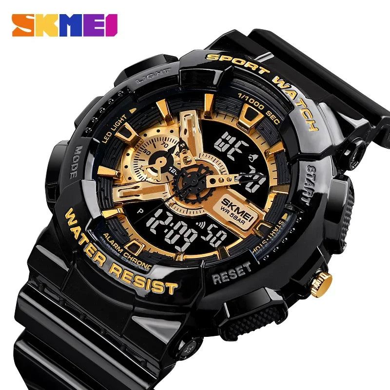 SKMEI Youth Sport Digital Watch Men Shockproof Waterproof Dual Wristwatches LED Chrono Alarm Clock Mens Watches Cool Hour vogue