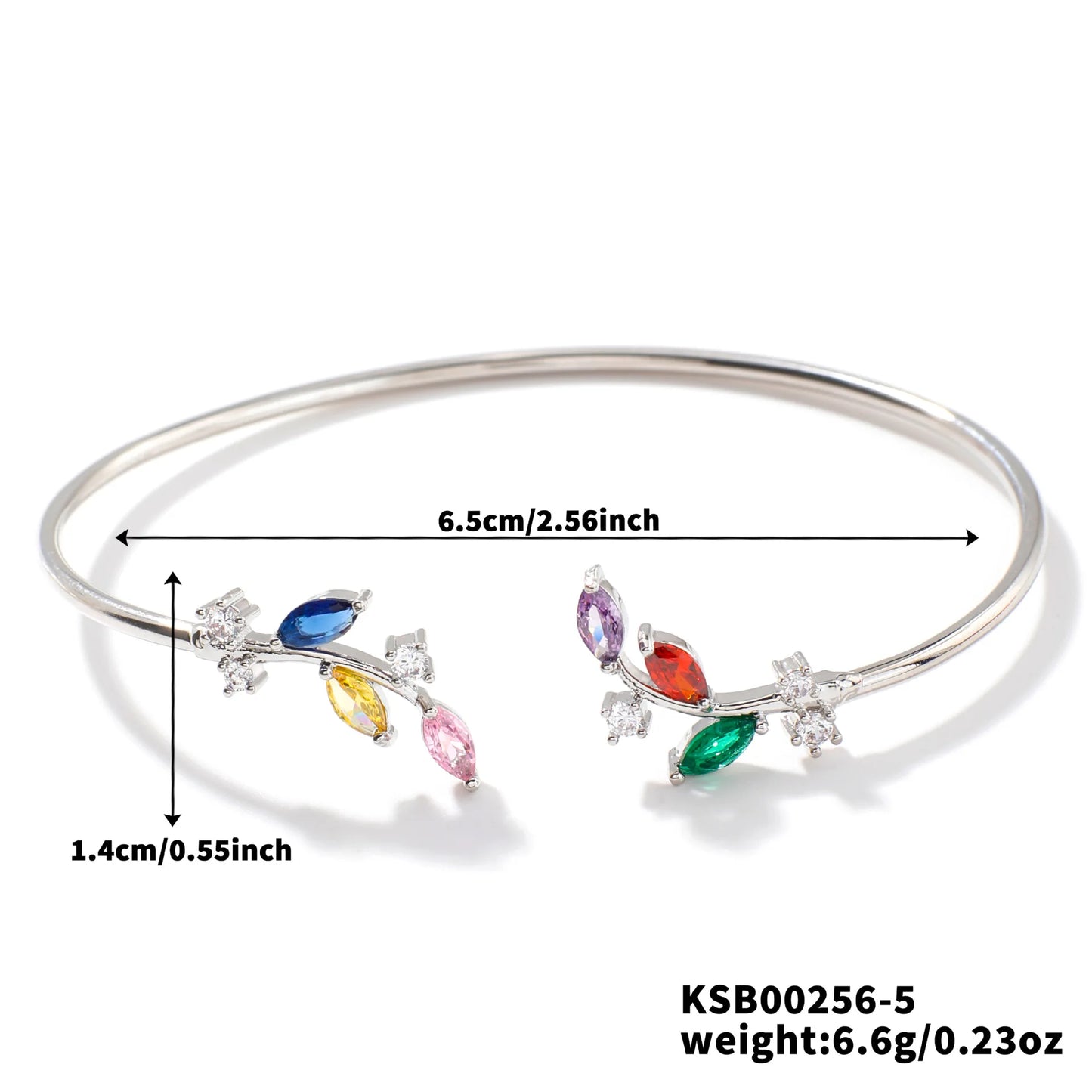ZAKOL Simple Leaf Zircon Open Bracelet Gold Color Stainless Steel Cuff Bracelet Pulseira Feminin Tiny Hand Jewelry