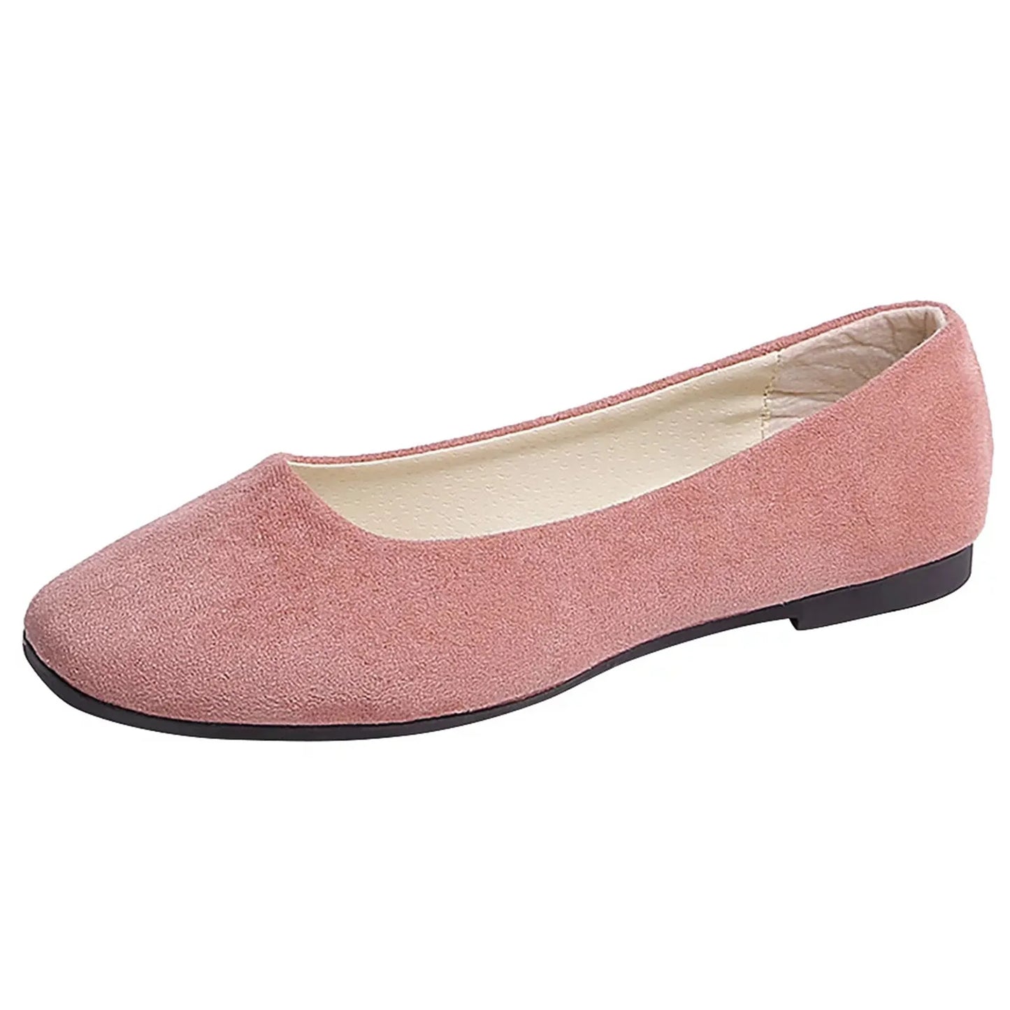 Women Suede Square Flat Heel Shallow Female Shoes Spring Summer Square Toe Basic Concise Women Pumps Size 34-39
