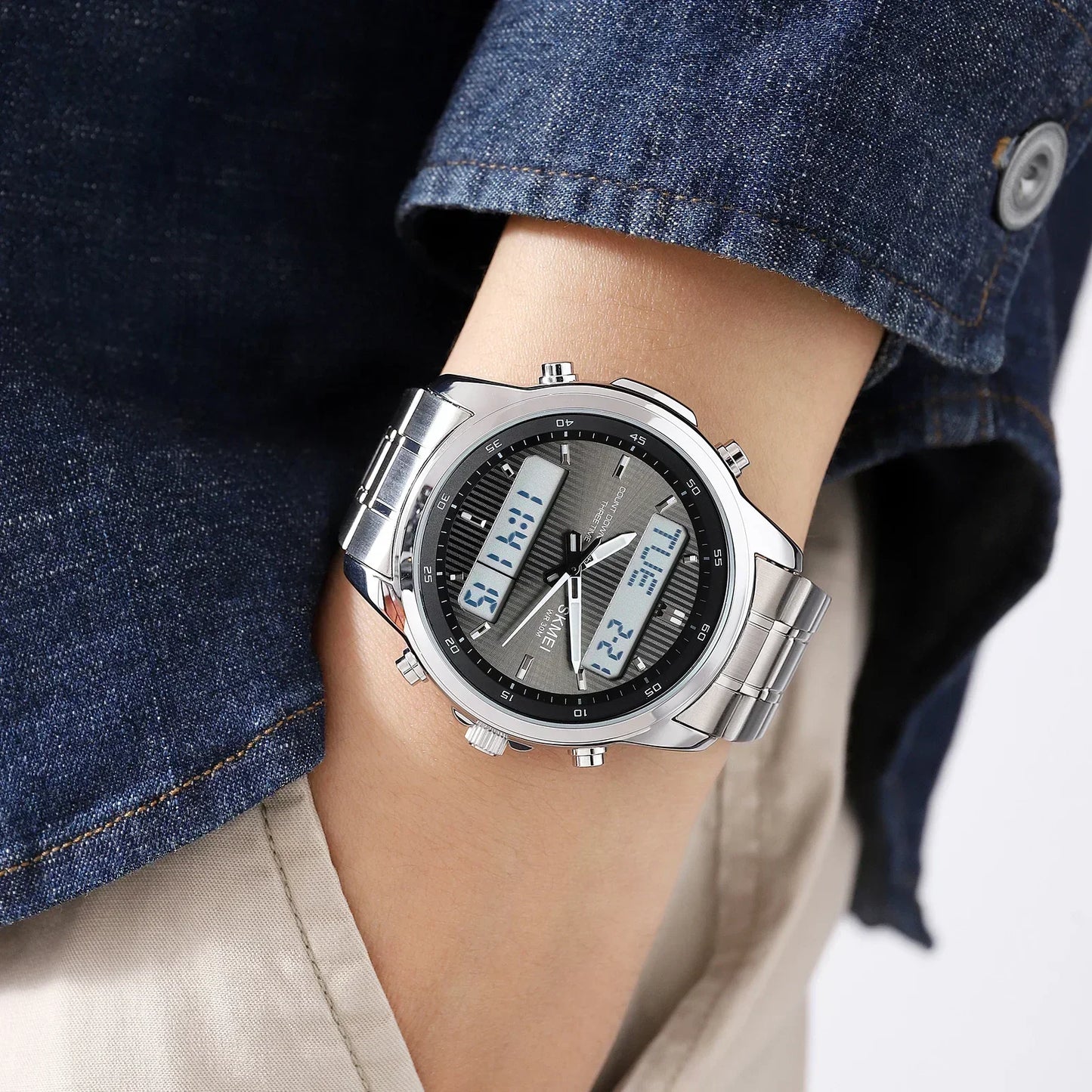 Skmei 2049 Fashion Watches Men's Watch Backlit Sport Waterproof Alarm Clock 3 Time Countdown Timer Digital Watch