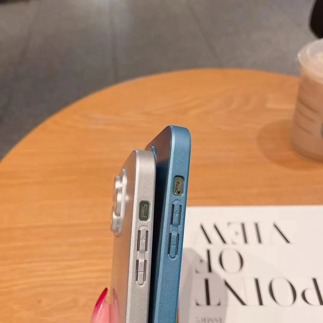 Luxury Flashing Aurora Solid Color Phone Case Suitable For iPhone 16 15 Pro Max Plus Slim Matte Shockproof Hard Cover