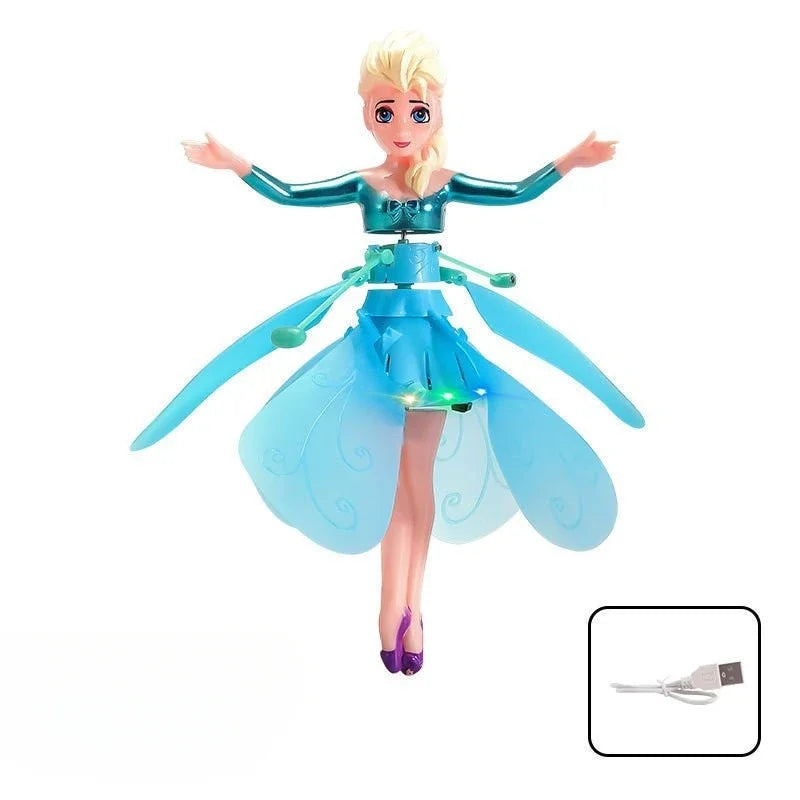 Disney Doll Dancing Plane Cartoon "Frozen" Elsa Sensing Flying Magic Fairy Gesture Suspended Flying Toy Children's Gift 1PCS