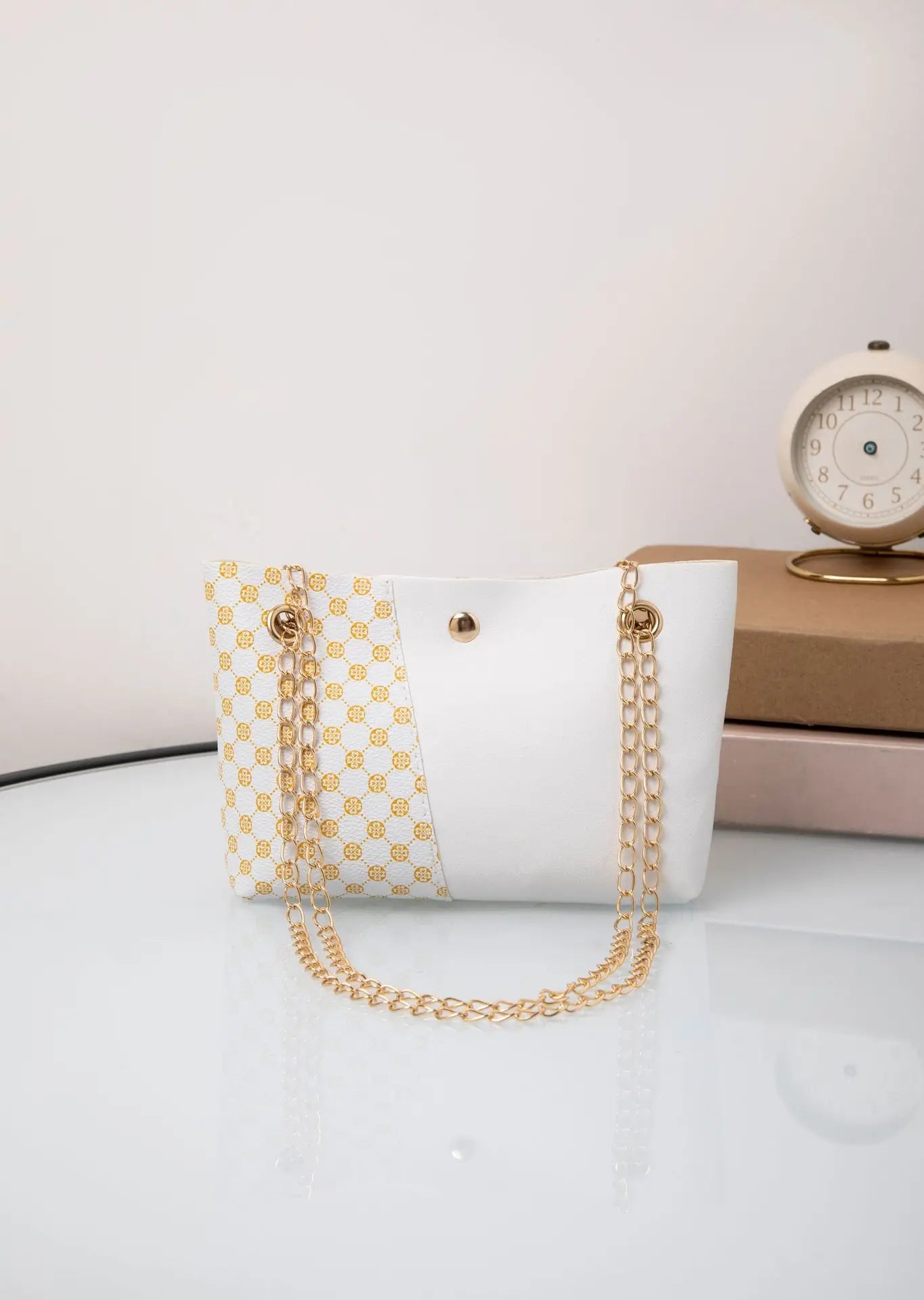 Bag new trendy fashion polka dot printing chain bucket bag one shoulder bag one piece delivery
