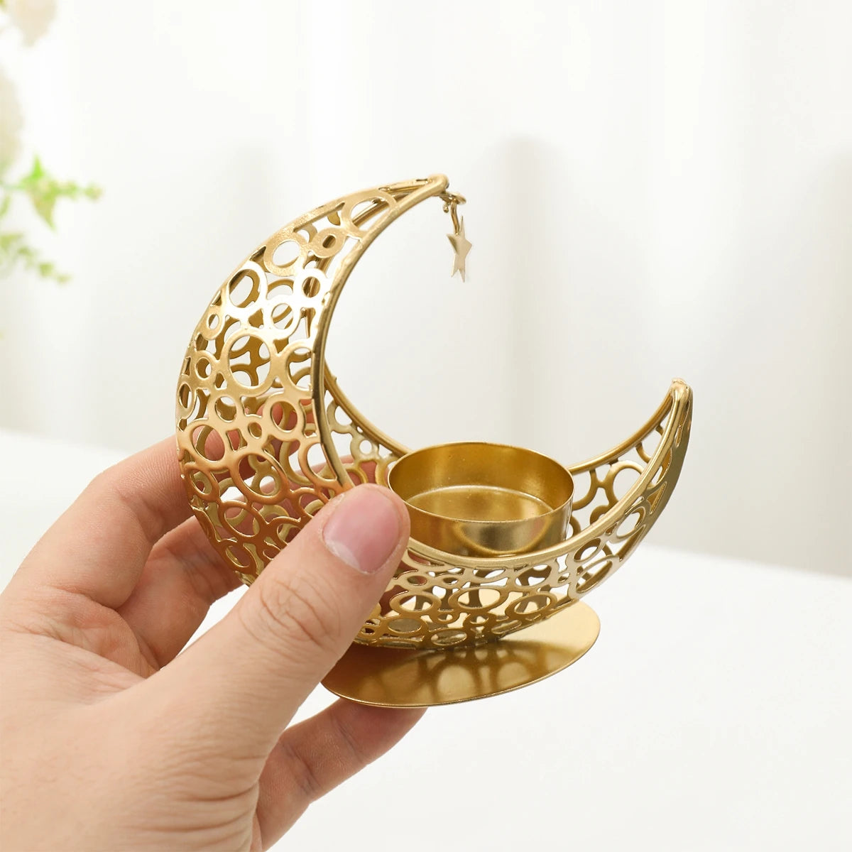 Ramadan Decoration Moon Candlestick EID Mubarak Decor For Home Candle Hold Ramadan Kareem Islamic Muslim Party Eid Al-Fitr Gifts