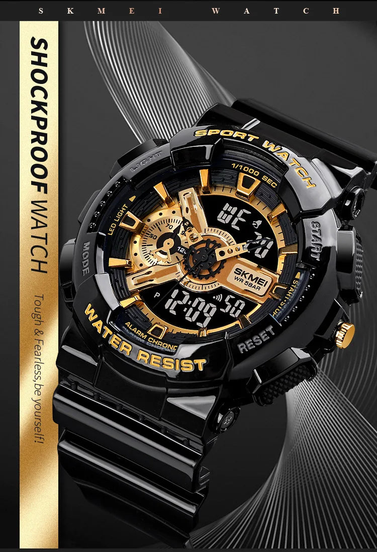 SKMEI Youth Sport Digital Watch Men Shockproof Waterproof Dual Wristwatches LED Chrono Alarm Clock Mens Watches Cool Hour vogue