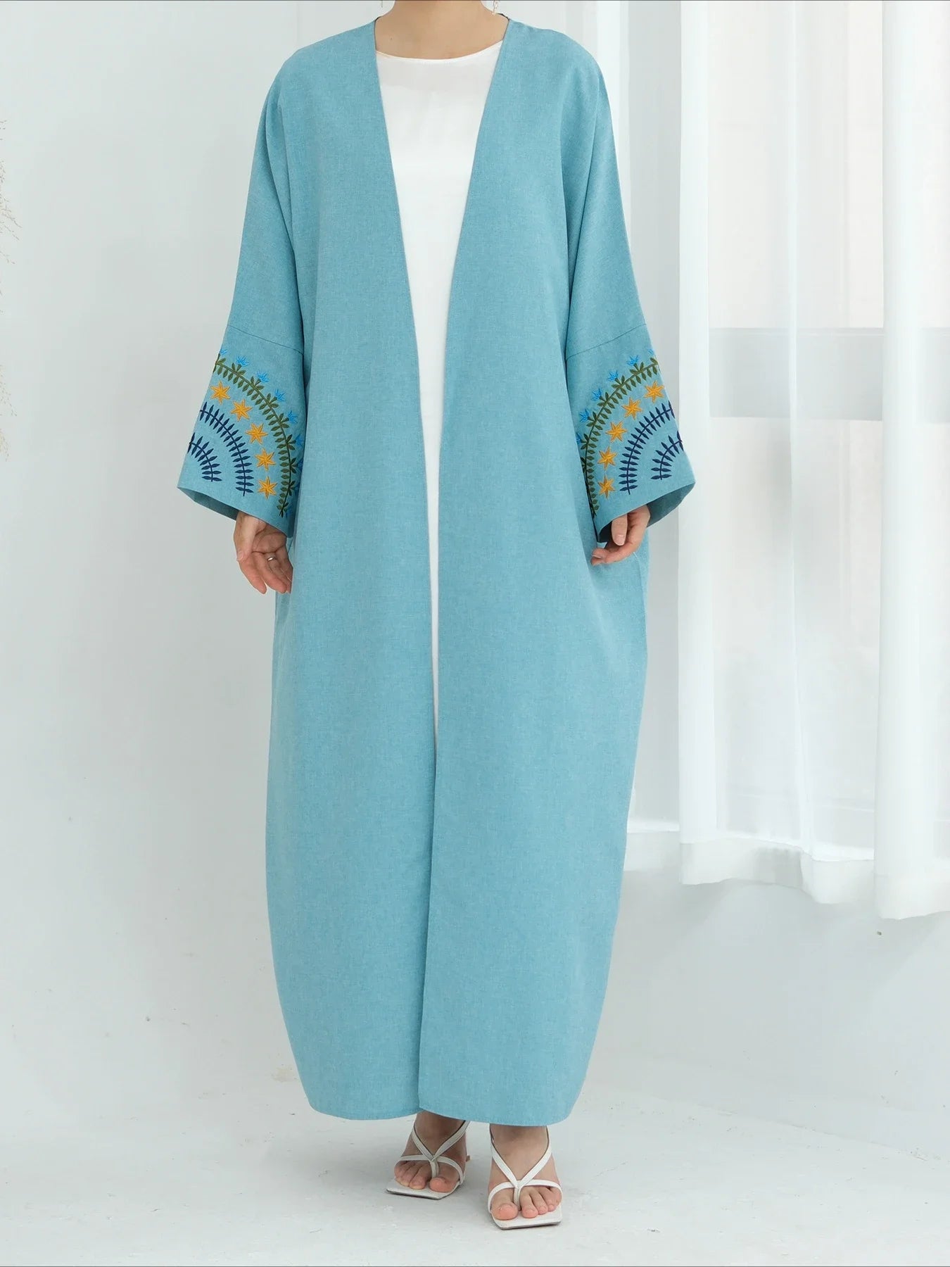 Eid Muslim Women Embroidery Abaya Dresses Long Robe Jalabiya Ramadan Islam Vestidos Arab Morocco Dubai Abayas Kaftan Cardigan