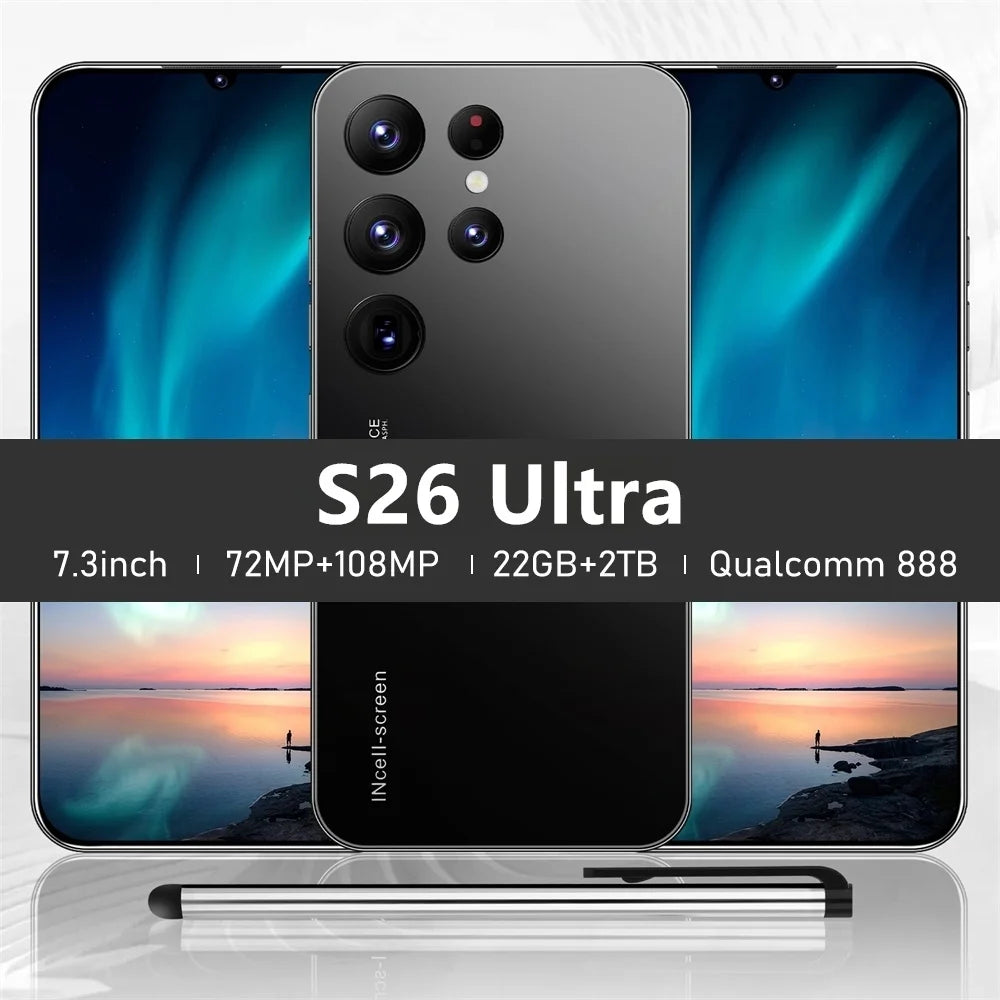 New S26 Ultra original intelligent 4G 5G dual card dual standby Android 14 system global version 108MP 8000mAh battery