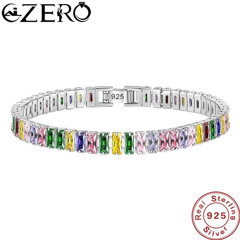 925 Sterling Silver Bracelet Noble Color Crystal Hand For Women Charm Wedding designer Jewelry Gift Party 18cm