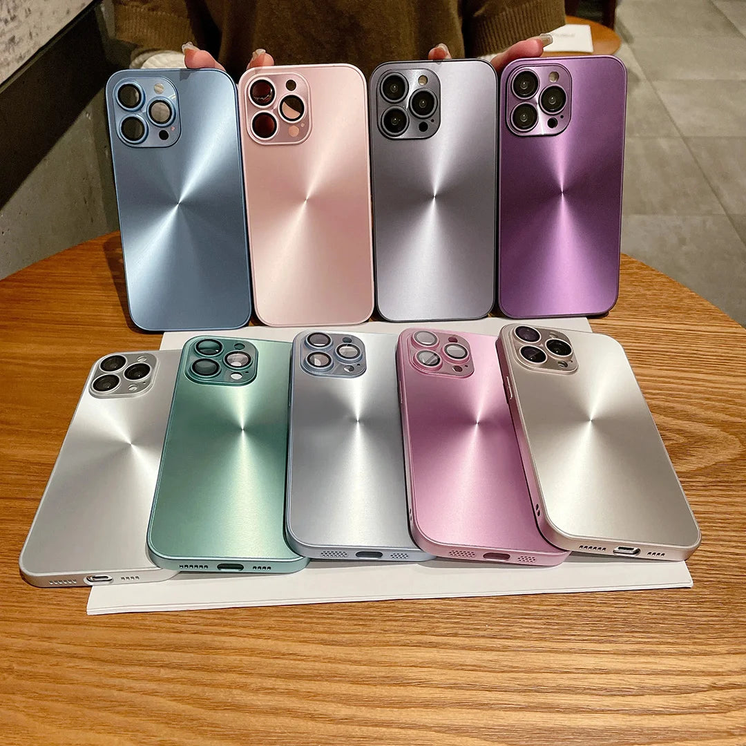 Luxury Flashing Aurora Solid Color Phone Case Suitable For iPhone 16 15 Pro Max Plus Slim Matte Shockproof Hard Cover