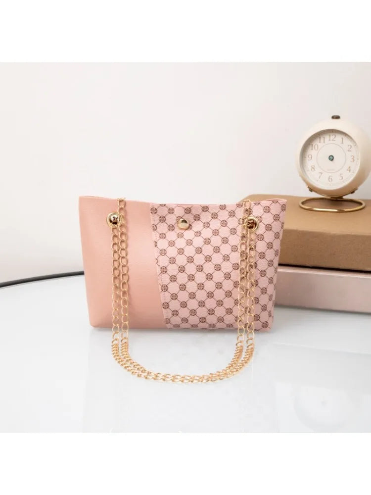 Bag new trendy fashion polka dot printing chain bucket bag one shoulder bag one piece delivery