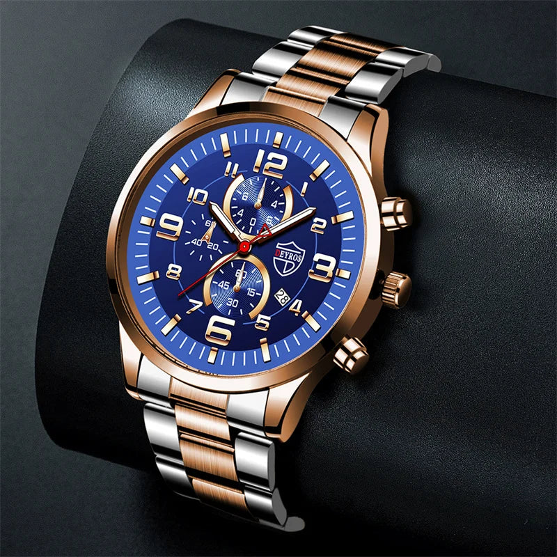 Brand Men's Watches Luxury Stainless Steel Quartz Watch Man Leather Calendar Sports Wristwatch Luminous Clock reloj hombre