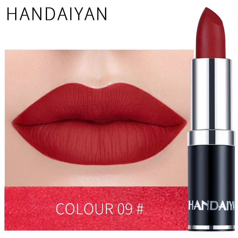 HANDAIYAN 12-COLOR MATTE LIPSTICK WATERPROOF LONG-LASTING MOISTURIZING VELVET MATTE LIPSTICK High Pigment Lips Cosmetics