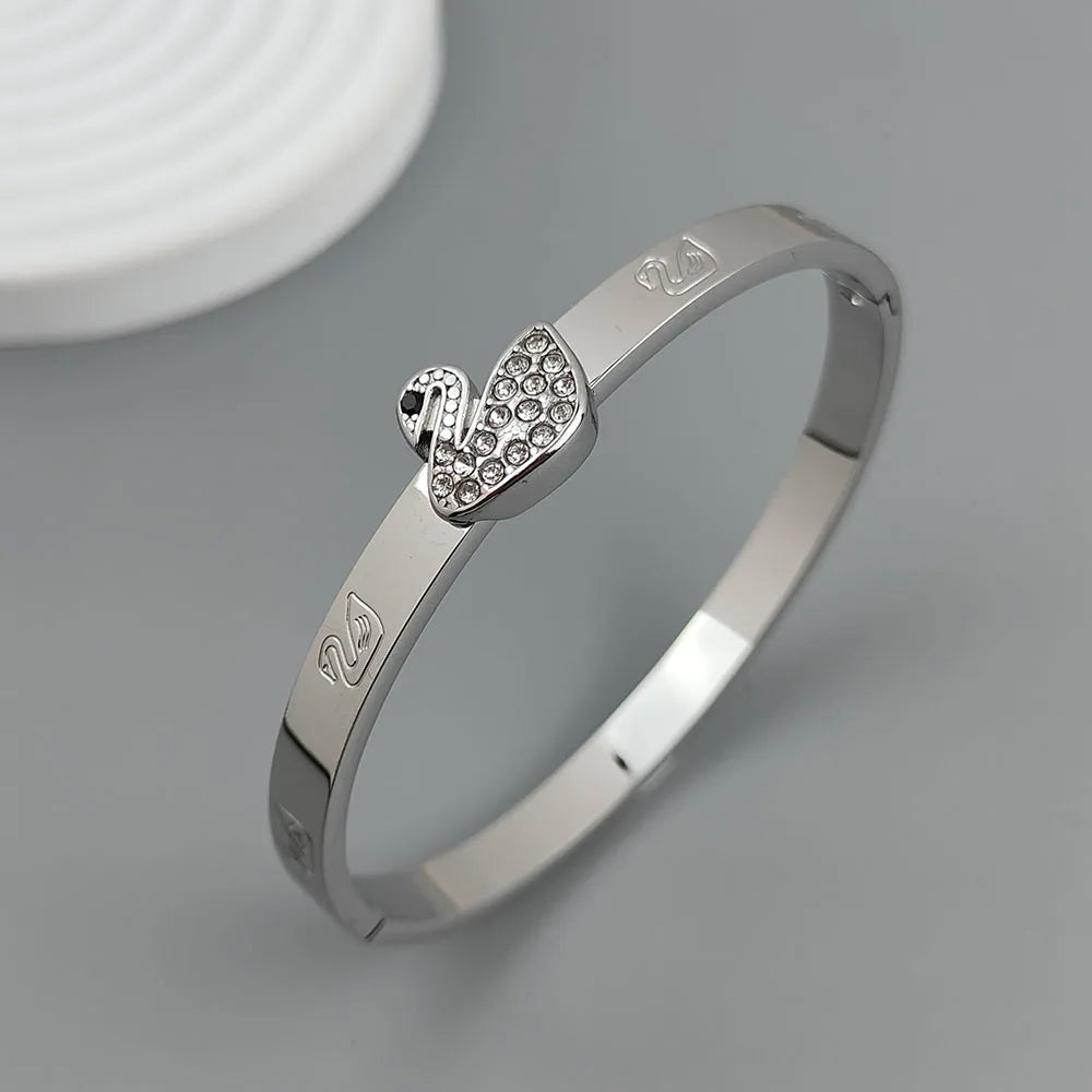 New swan zircon gold-plated stainless steel bracelet 18K, high quality waterproof couple bracelet, wife gift