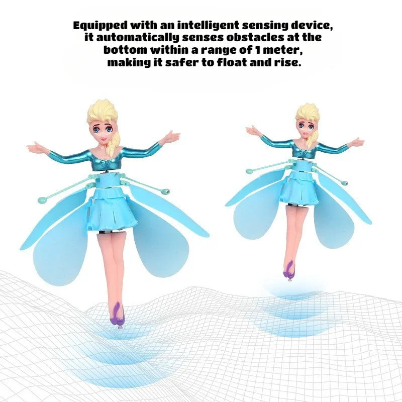Disney Doll Dancing Plane Cartoon "Frozen" Elsa Sensing Flying Magic Fairy Gesture Suspended Flying Toy Children's Gift 1PCS