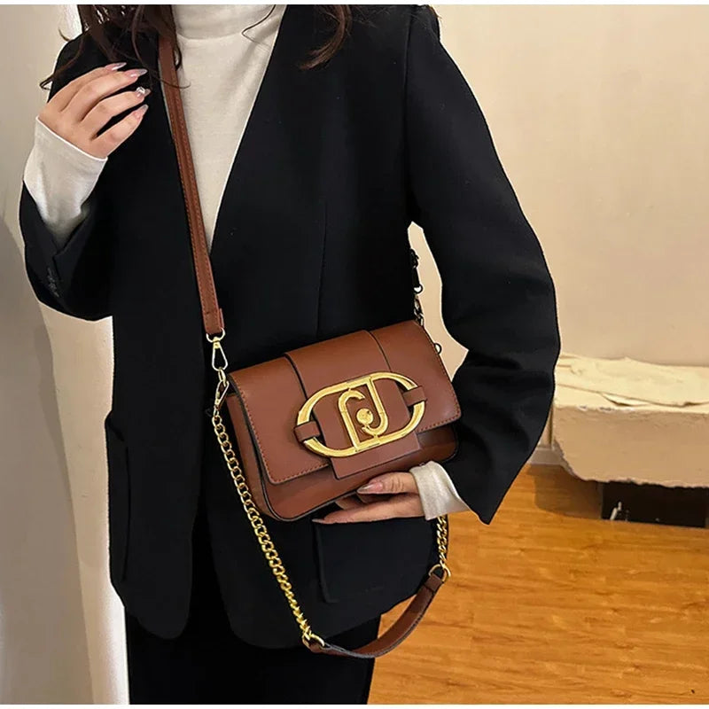 Metal Buckle Flap Crossbody Chain Shoulder Bag,Women Square Underarm Messenger Bag,Ladies Casual Versatile Commute Handbag 2024