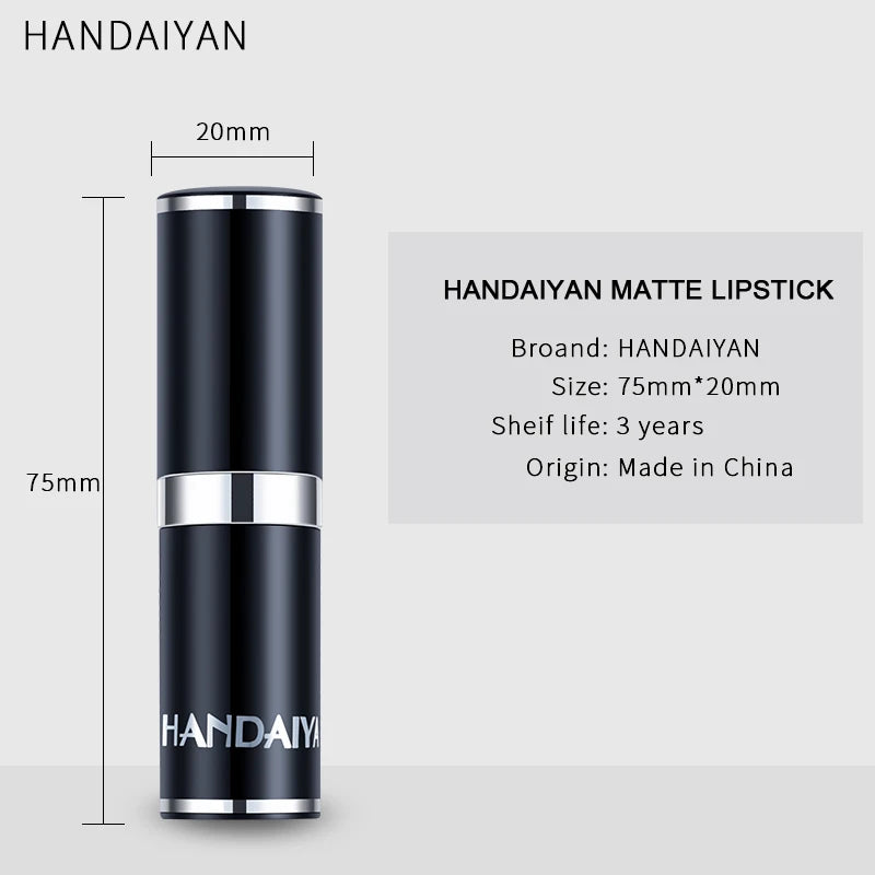 HANDAIYAN 12-COLOR MATTE LIPSTICK WATERPROOF LONG-LASTING MOISTURIZING VELVET MATTE LIPSTICK High Pigment Lips Cosmetics