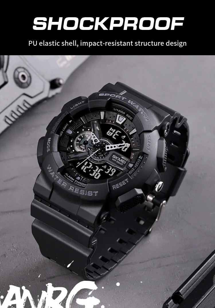 SKMEI Youth Sport Digital Watch Men Shockproof Waterproof Dual Wristwatches LED Chrono Alarm Clock Mens Watches Cool Hour vogue