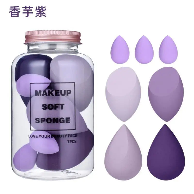 7PCS Drifting Bottle Beauty Egg Dry And Wet Dual-Purpose No Powder Makeup Egg Sponge Powder Puff Set Makeup Tools