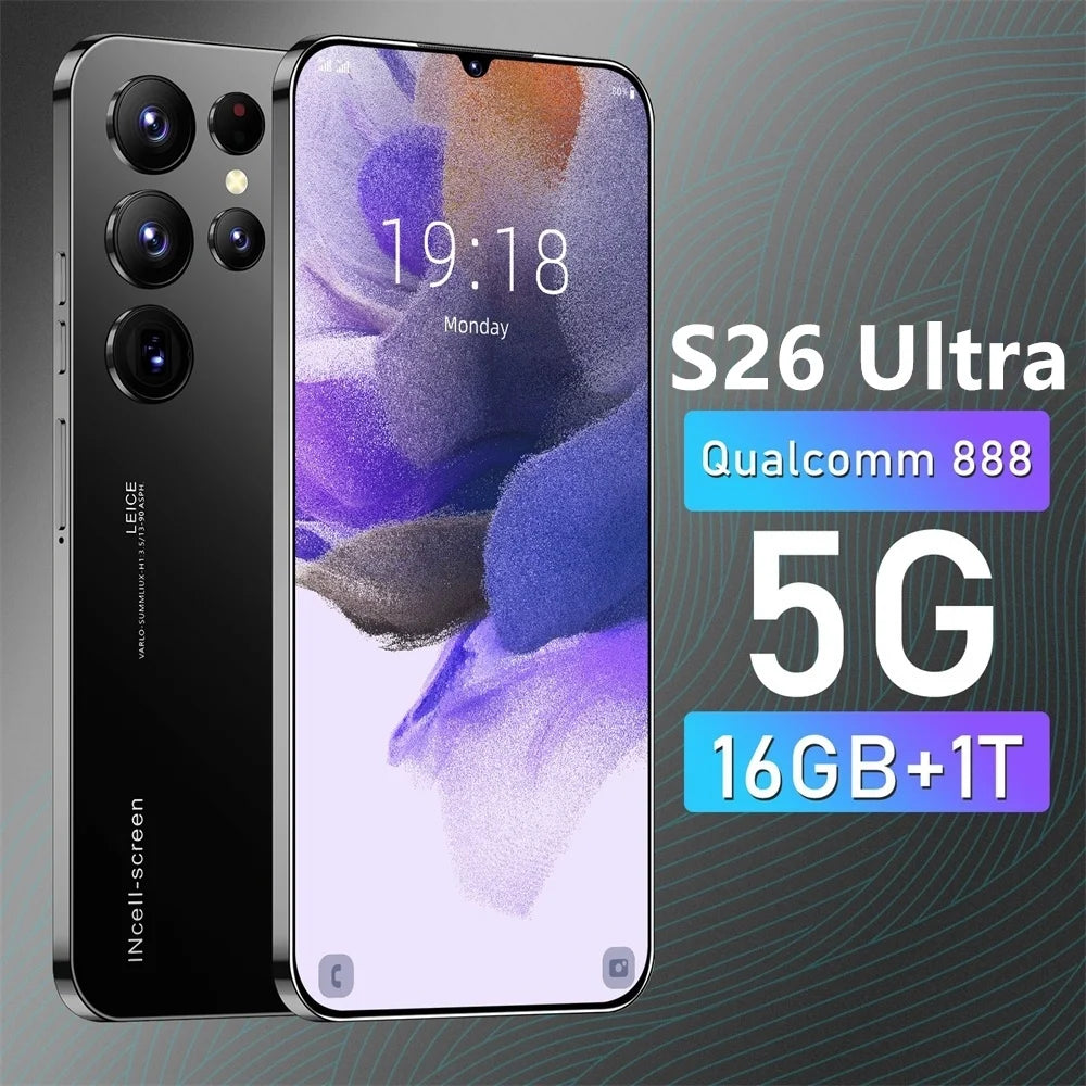 New S26 Ultra original intelligent 4G 5G dual card dual standby Android 14 system global version 108MP 8000mAh battery