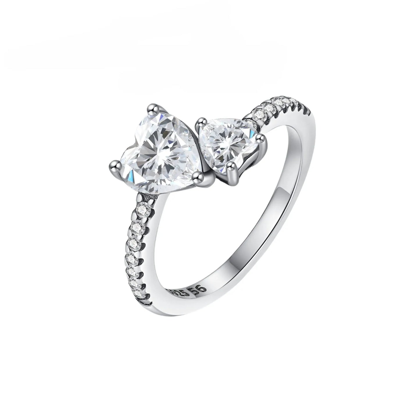 Sparkling 925 Sterling Silver Pink Bow Ring Timeless Pavé Red Heart Finger Rings for Women Wedding Crystal Ring Jewelry Gift