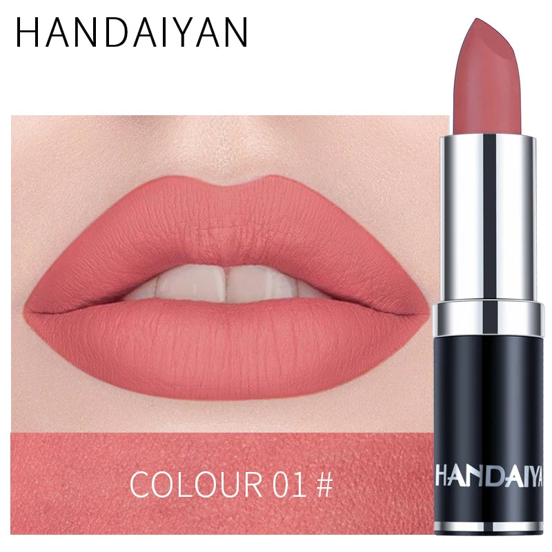 HANDAIYAN 12-COLOR MATTE LIPSTICK WATERPROOF LONG-LASTING MOISTURIZING VELVET MATTE LIPSTICK High Pigment Lips Cosmetics
