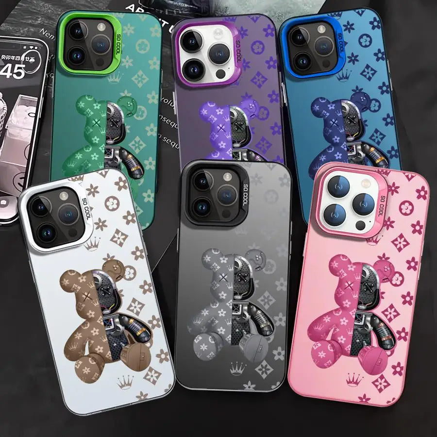 Fashion Cute Bear Phone Case for Apple iPhone 16 Protective Soft Shell