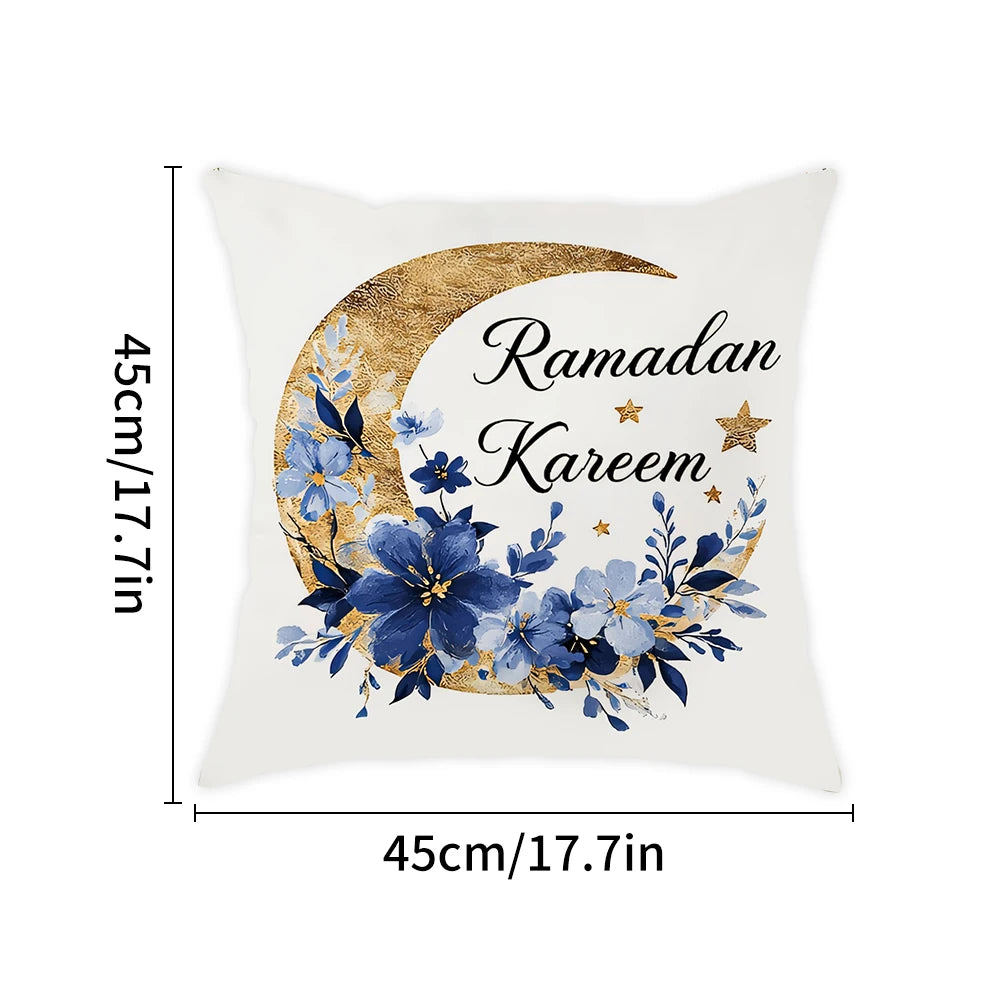 Eid Mubarak Ramadan Golden Moon Ethnic Print Pillowcase Polyester Cushion Cover Decorative for Home Bedroom