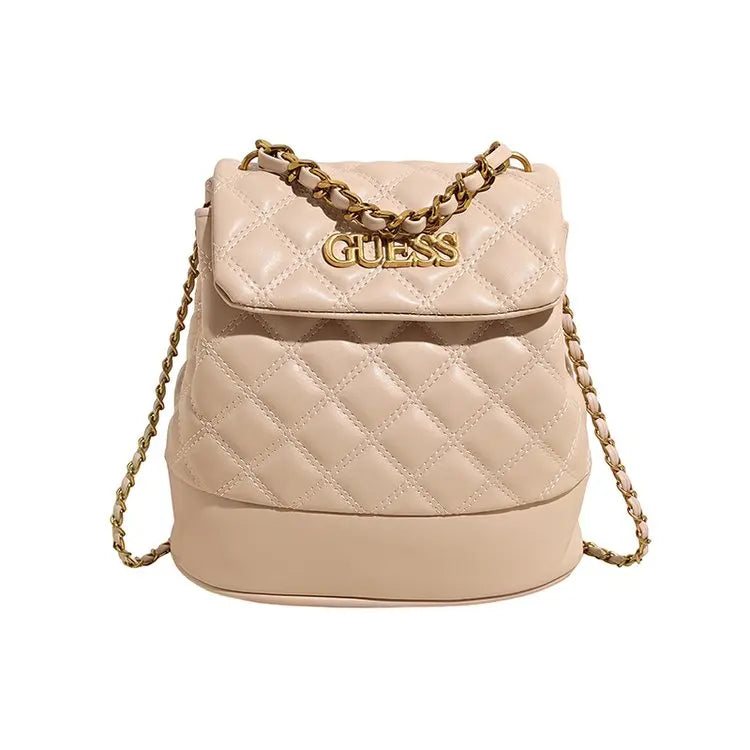 New Luxury Women's Rhombus Embroidered Chain Backpack Large Capacity Waterproof Lining Fashion Designer Shoulder Bag
