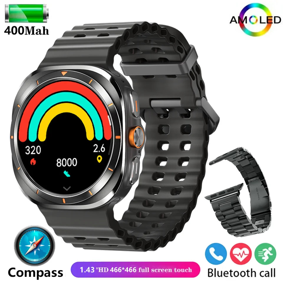 New AMOLED Smart Watch Men, Woman Blood Glucose Heart Rate Bluetooth Call NFC GPS Tracker Men Smart Watch