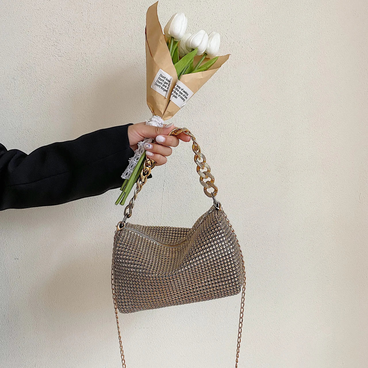 New Bags Popular Korean Version Handbags Fashion Trend Bright Diamond Messenger Niche
