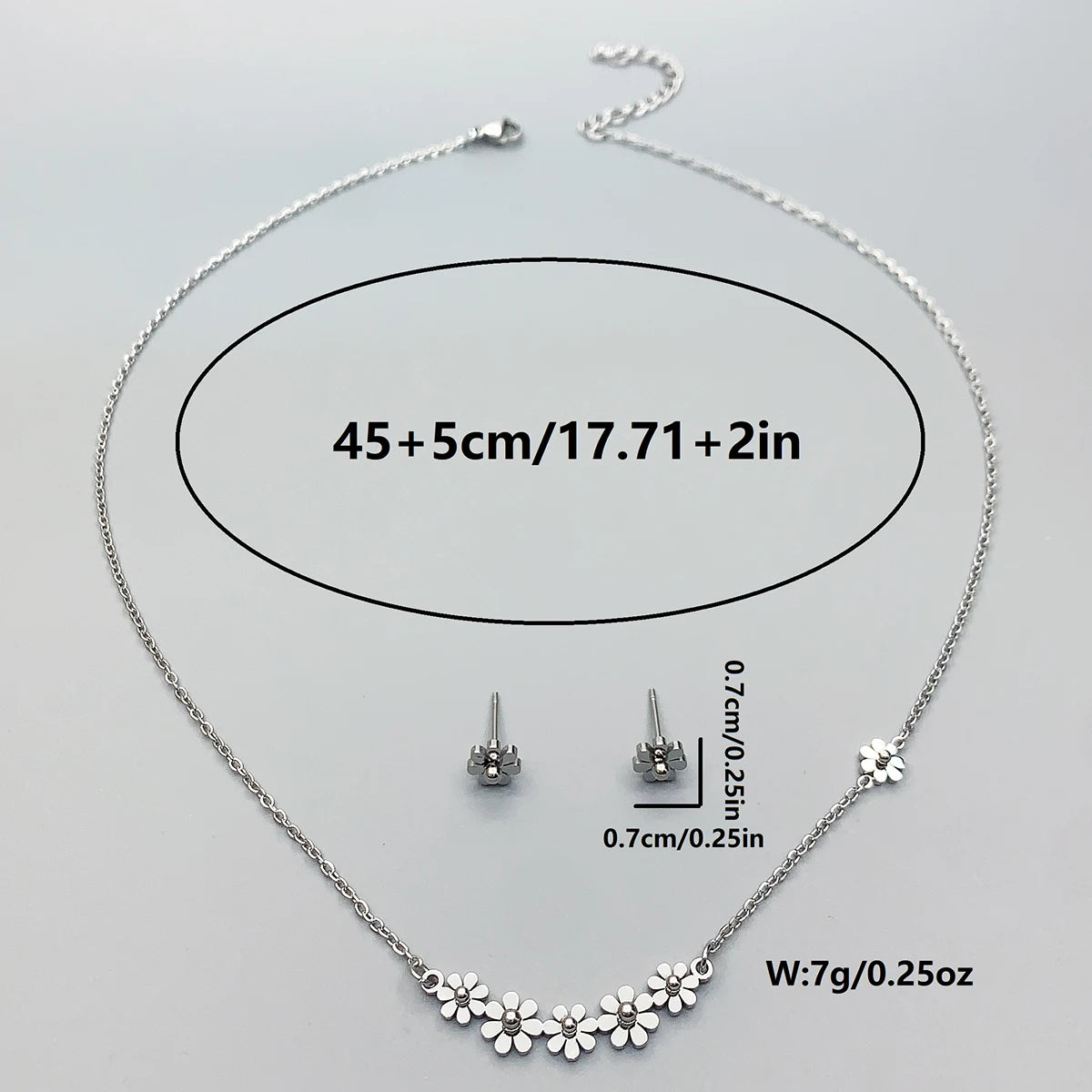3 Piece Set New Ladies Stainless Steel Sunflower Necklace Earrings Small Daisy Collarbone Chain Christmas Holiday Date Gift