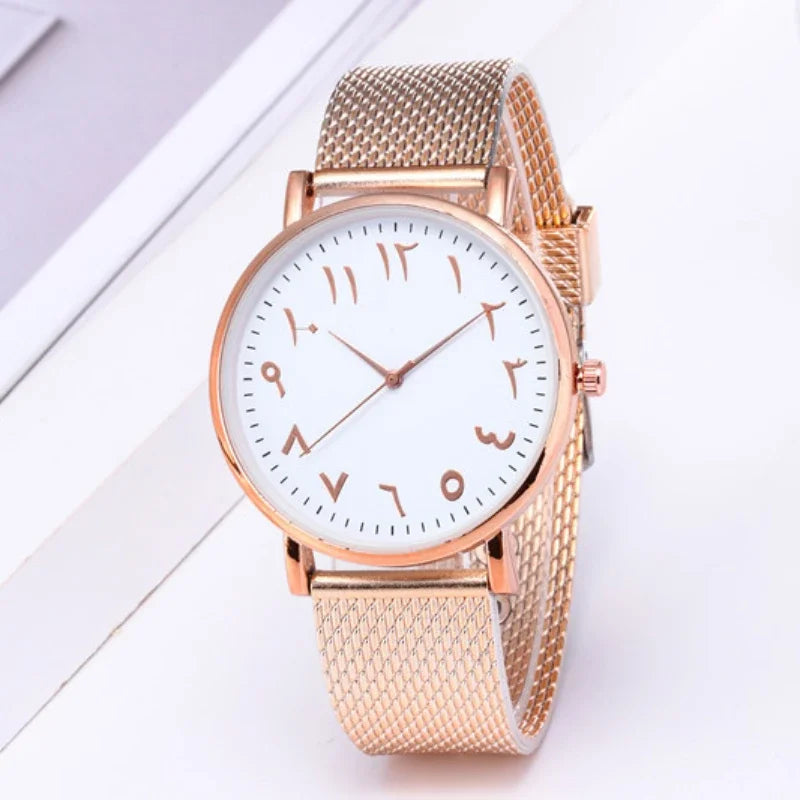 Ladies Watches Fashion Design Arabic Numbers Watch Women Watches Silver Mesh Band Quartz Wristwatches
