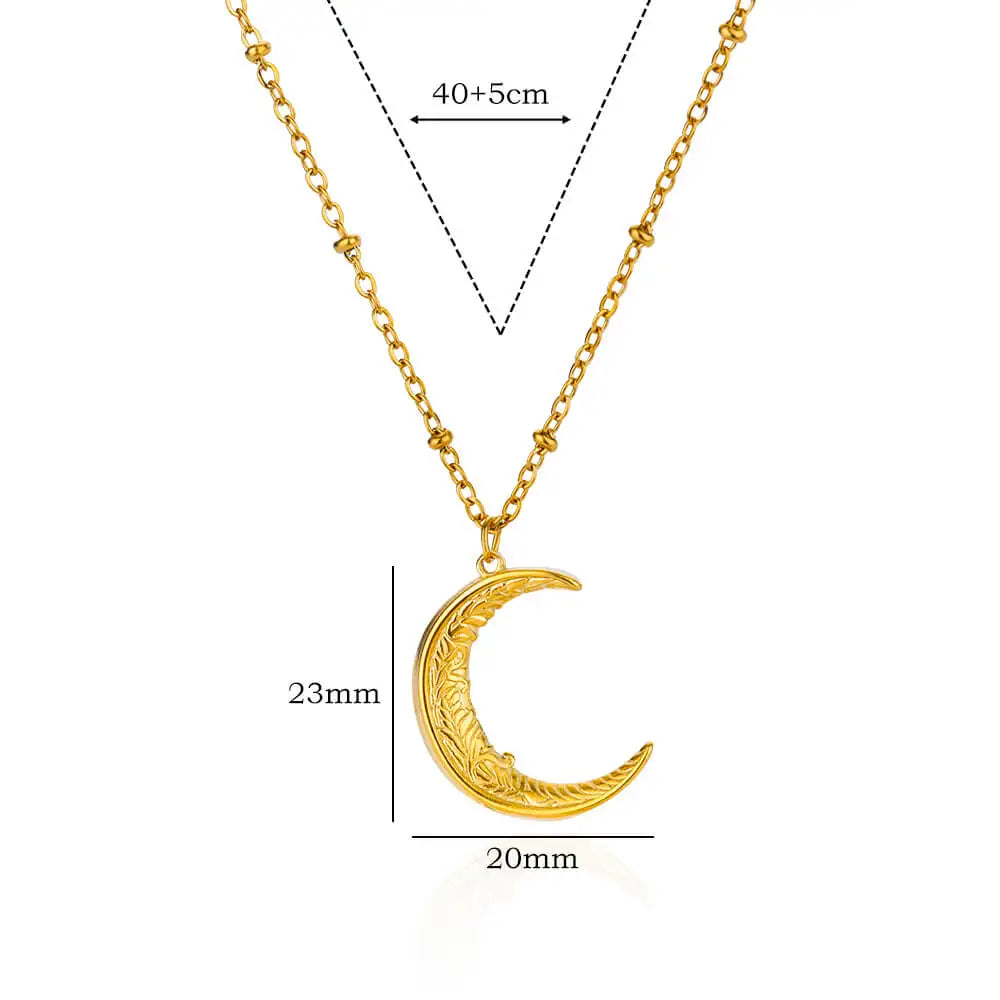 Minimalist Stainless Steel Moon Pendant Necklace for Women Gold Plated Aesthetic Moon Choker Necklaces Christmas Jewelry Gift
