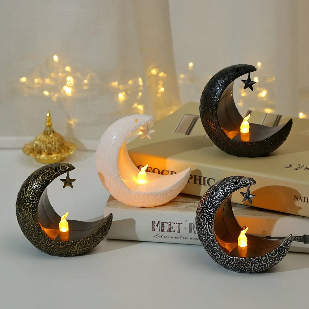 2025 Ramadan Decoration Star Moon LED Candlestick Lamp for Ramadan Kareem Islamic Muslim Home Decor Lamp Eid Mubarak Party Gifts