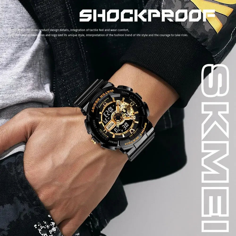 SKMEI Youth Sport Digital Watch Men Shockproof Waterproof Dual Wristwatches LED Chrono Alarm Clock Mens Watches Cool Hour vogue
