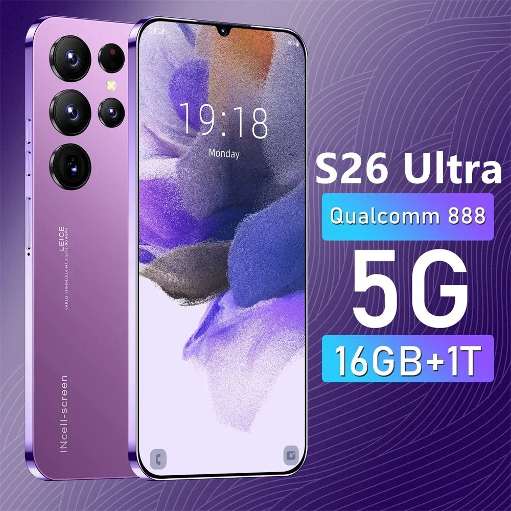 New S26 Ultra original intelligent 4G 5G dual card dual standby Android 14 system global version 108MP 8000mAh battery