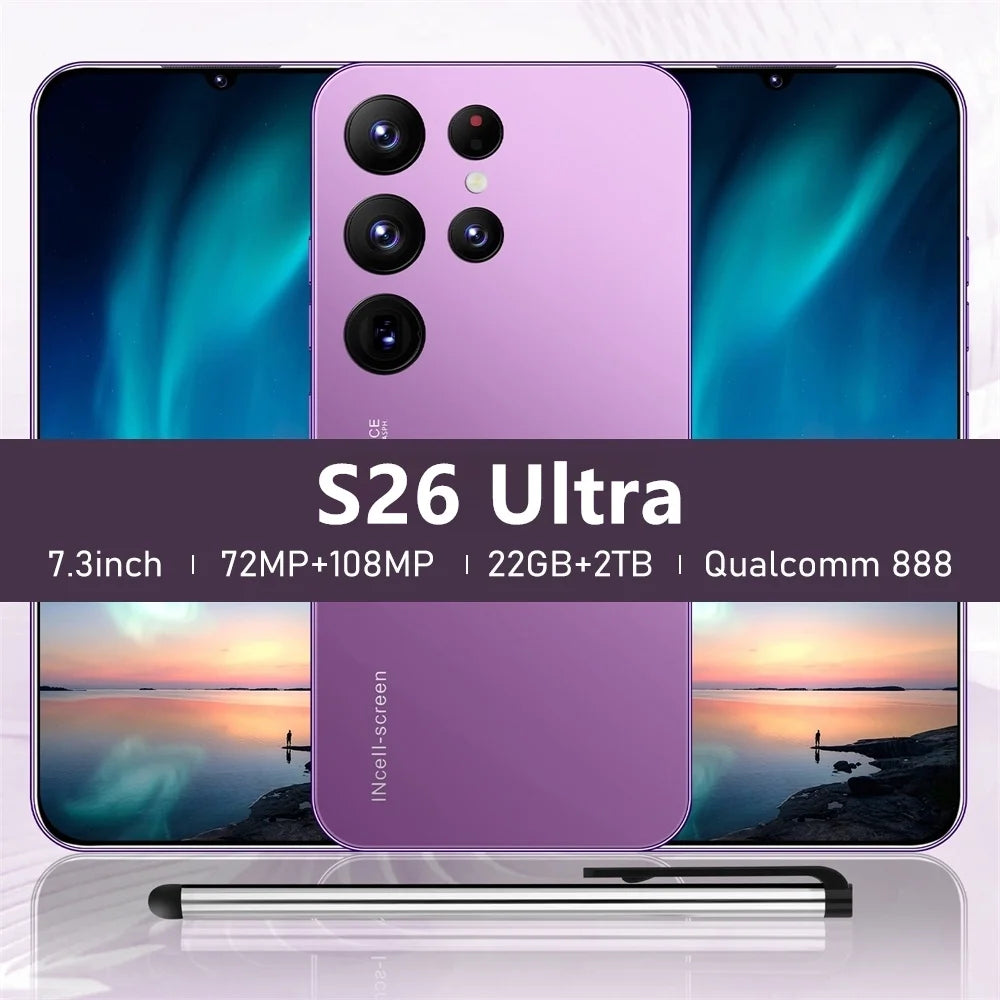 New S26 Ultra original intelligent 4G 5G dual card dual standby Android 14 system global version 108MP 8000mAh battery