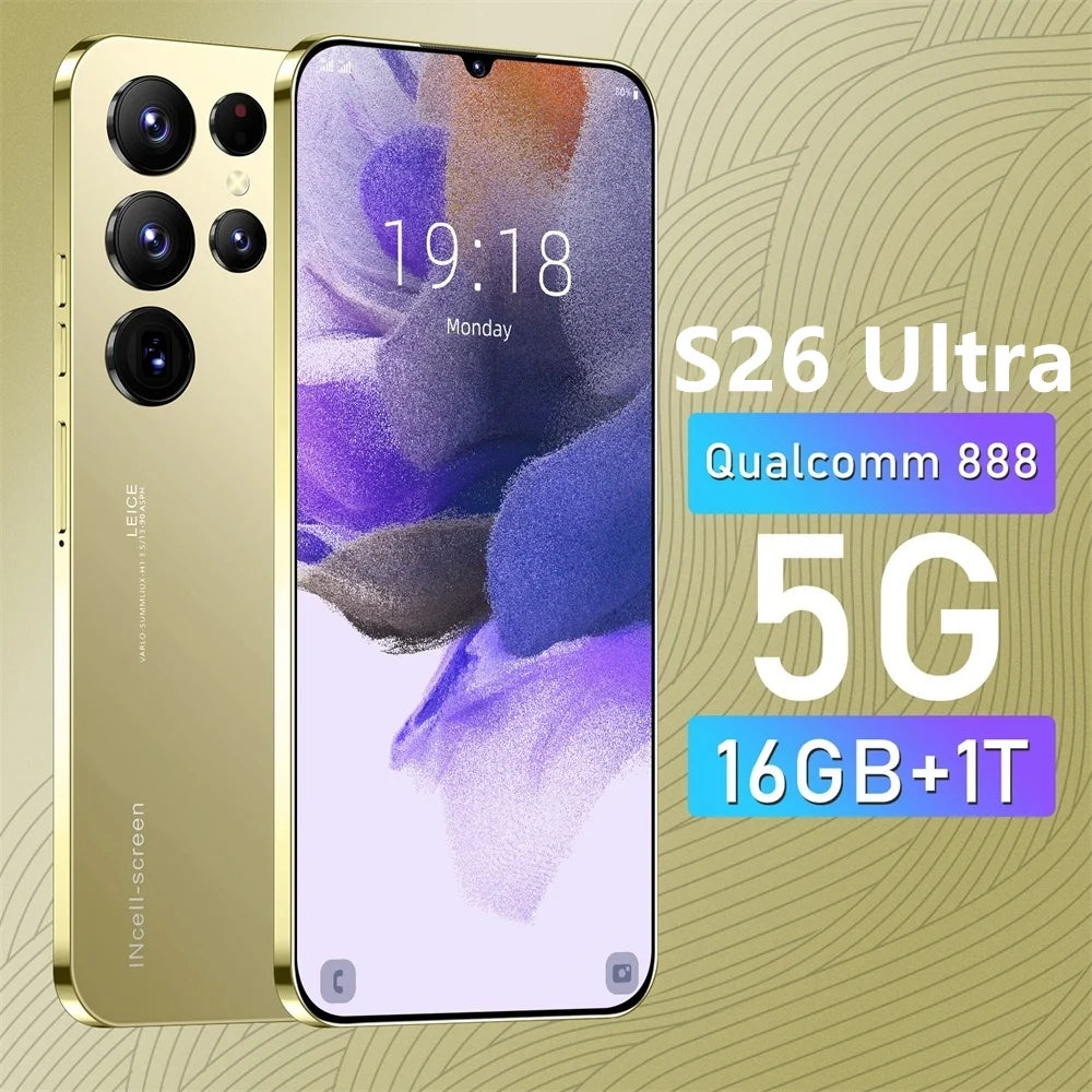 New S26 Ultra original intelligent 4G 5G dual card dual standby Android 14 system global version 108MP 8000mAh battery