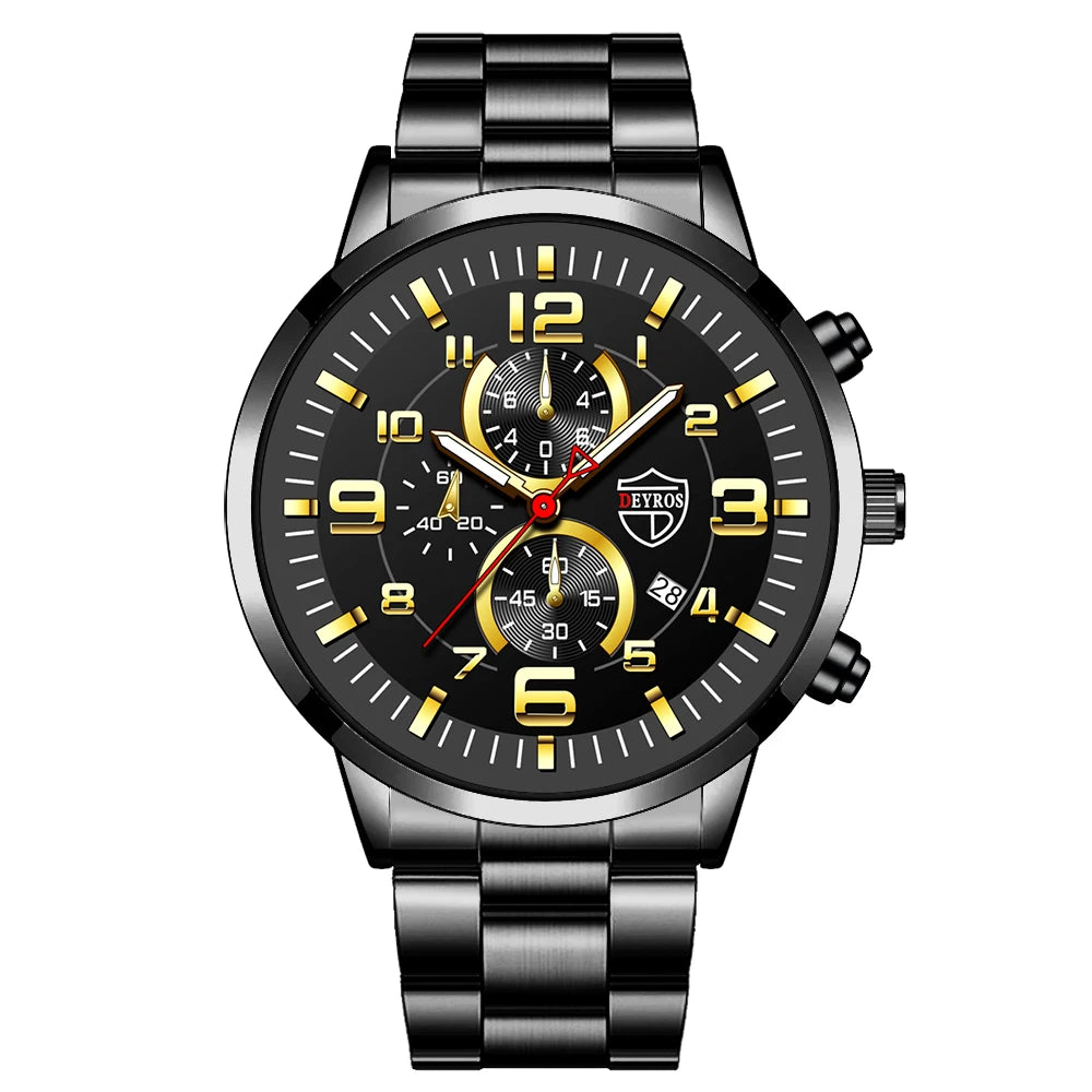 Brand Men's Watches Luxury Stainless Steel Quartz Watch Man Leather Calendar Sports Wristwatch Luminous Clock reloj hombre