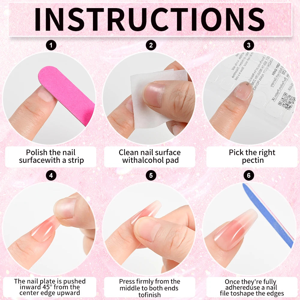 100pcs Pink White Press On Nails Medium Trapezoid Acrylic False Nails Full Cover Artificial Fingernails Extension Fake Nail Tips