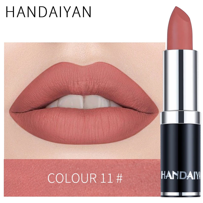 HANDAIYAN 12-COLOR MATTE LIPSTICK WATERPROOF LONG-LASTING MOISTURIZING VELVET MATTE LIPSTICK High Pigment Lips Cosmetics