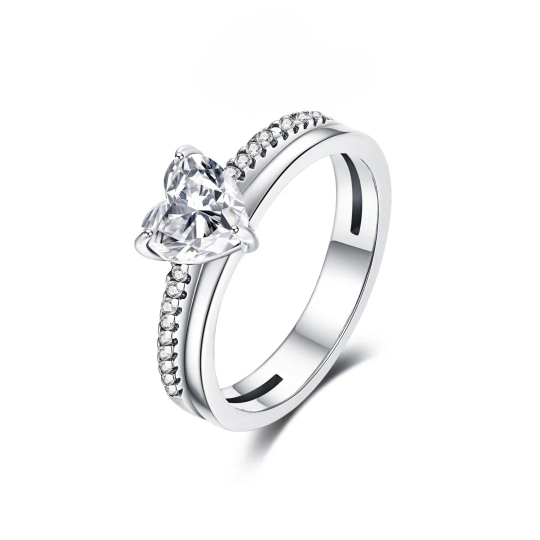 Sparkling 925 Sterling Silver Pink Bow Ring Timeless Pavé Red Heart Finger Rings for Women Wedding Crystal Ring Jewelry Gift