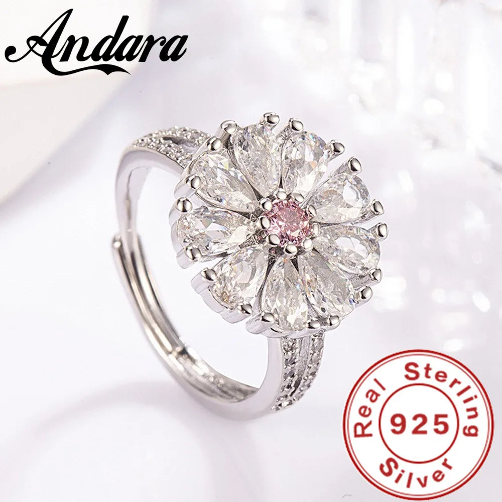 Original 925 Sterling Silver Sunflower Zircon Pendant Bracelet Necklace Women's Sterling Silver Jewelry Set Wedding Gift