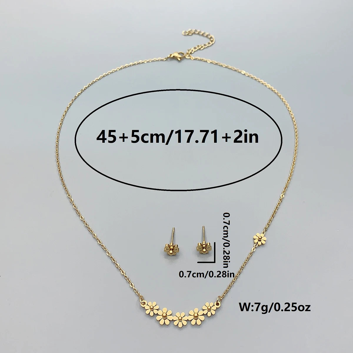 3 Piece Set New Ladies Stainless Steel Sunflower Necklace Earrings Small Daisy Collarbone Chain Christmas Holiday Date Gift