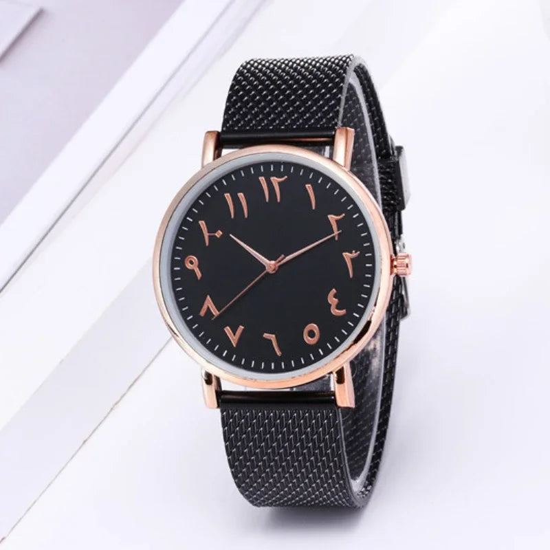Ladies Watches Fashion Design Arabic Numbers Watch Women Watches Silver Mesh Band Quartz Wristwatches
