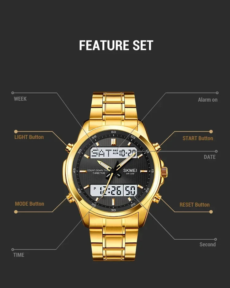 Skmei 2049 Fashion Watches Men's Watch Backlit Sport Waterproof Alarm Clock 3 Time Countdown Timer Digital Watch