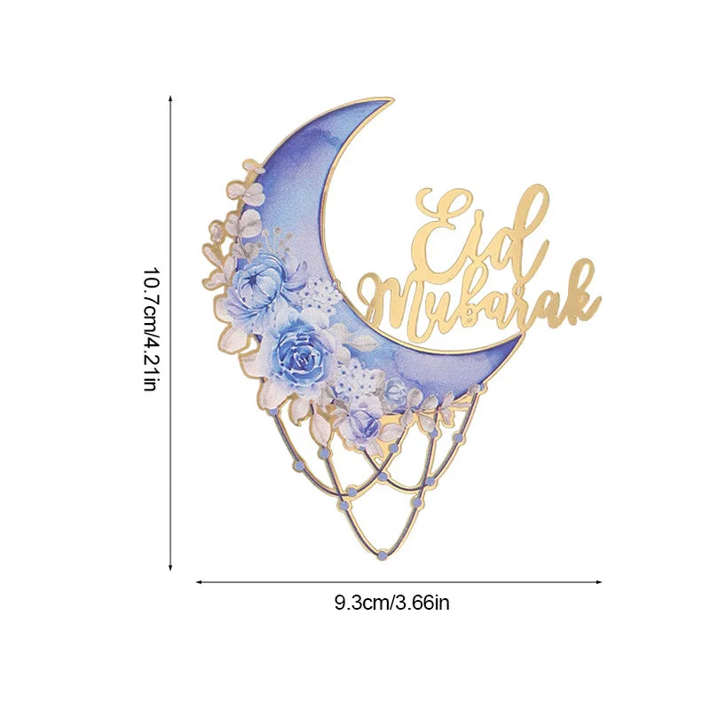2025 Eid Mubarak Acrylic Cake Topper Moon Flower Cake DIY Decoration Islamic Muslim Festival Party Supplies Eid Ramadan Gift